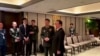 日本防卫大臣滨田靖一6月3日在新加坡香格里拉对话间隙与中国国务委员兼国防部长李尚福举行会谈。(路透社视频截屏)