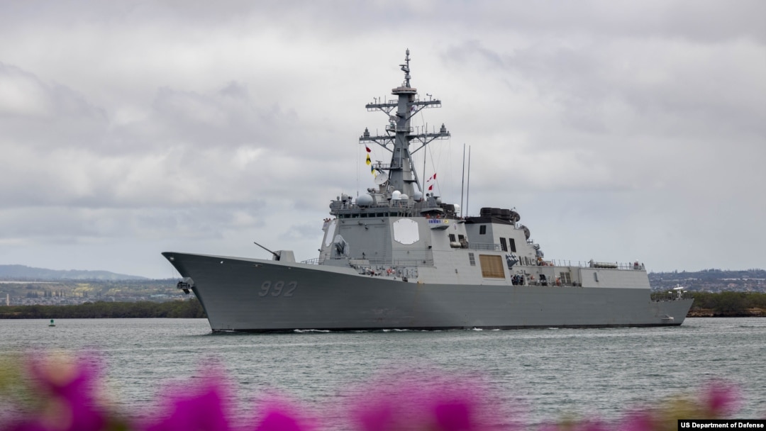 資料照片: 南韓海軍驅逐艦離開夏威夷珍珠港開始2024年環太平洋演習