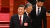 中共领导人习近平和前领导人胡锦涛在北京人大会堂出席中共二十大开幕式。（2022年10月16日）