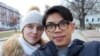 Valeriia Golovakhina, a Ukrainain, and her Thai spouse Phannawat Ritthidej visit the Opera House in Odessa, Ukraine in 2019