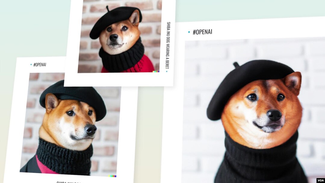 DALL-E 2 generated Shiba Inu dog wearing a beret