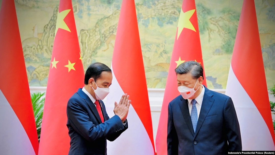 中國領導人習近平2022年在北京會晤到訪的印尼總統佐科∙維多多。 （資料照片 ）