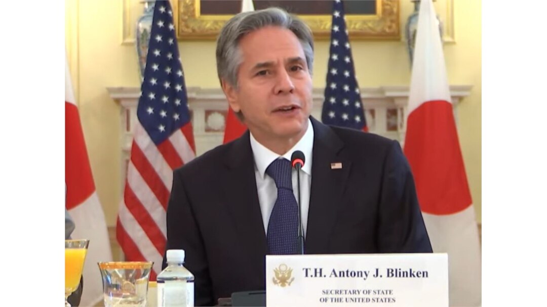 美國國務卿布林肯(Antony Blinken)7月29日出席“美日經濟政策磋商委員會”的首次部長級會議(照片來源:視頻截圖)