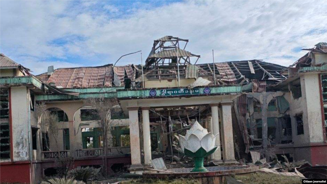 သံတွဲမြို့ လေကြောင်းဗုံးကြဲခံရပြီး မြင်ကွင်း (စက်တင်ဘာ ၂၆၊ ၂၀၂၄)