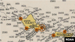 Detail from a 1941 U.S. Coast Guard nautical chart of Hawaii. During WWII, NOAA's predecessor, the U.S. Coast and Geodetic Survey, provided close to 100 million maps and charts to Allied Forces.