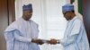 Shugaban Najeriya Muhammadu Buhari Da Shugaban Majalisar Dattijai Abubakar Bukola Sarki