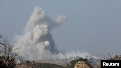 Smoke over Gaza as seen from Israel's border