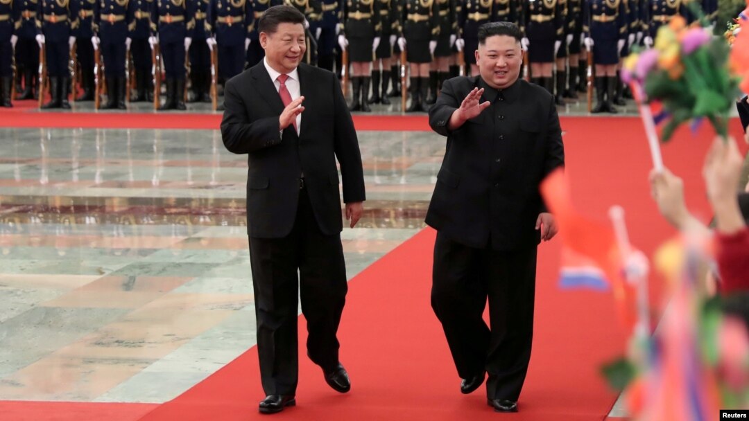 中國國家主席習近平2019年1月8日在北京人大會堂為北韓領導人金正恩舉行歡迎儀式