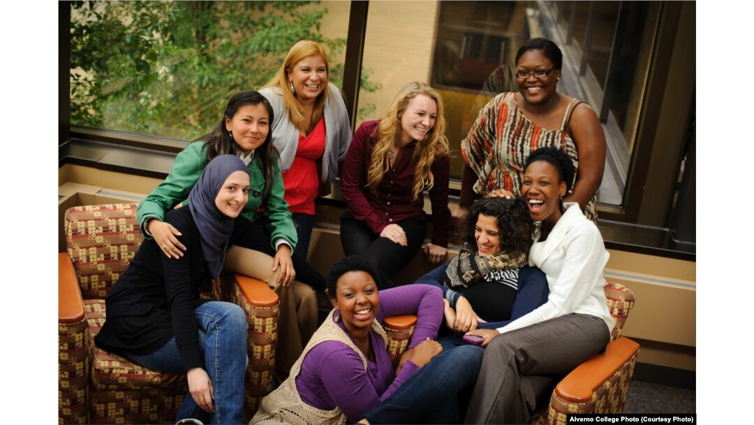 Students gather at Alverno College's atrium.