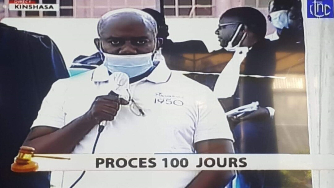 Jeanot Muhima mosala ya présidence ya import-export na bosambisami mpo na mikolo 100 ya bokonzi ya président Félix Tshisekedi na boloko ya MAkala CPRK, Kinshasa, 23 juin 2020.