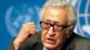 U.N.-Arab League envoy for Syria Lakhdar Brahimi speaks during a news conference at the U.N. headquarter in Geneva, Jan. 24, 2014. 
