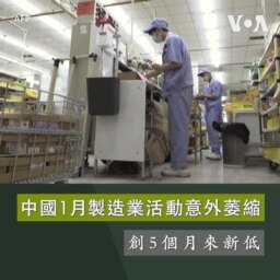 中國1月製造業活動意外萎縮 創5個月來新低