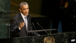 Perezida Barack Obama muri ONU, tariki ya 29 y'ukwa cyenda 2015.