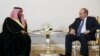 Russian President Vladimir Putin (R) attends a meeting with Saudi Defence Minister Prince Mohammad Bin Salman at the Konstantin (Konstantinovsky) Palace in St. Petersburg, Russia, June 18, 2015. REUTERS/Grigory Dukor