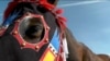 Horse in traditional regalia made by the youth at Sinte Gleska University's Tiwahe Glu Kini Pi program