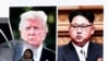 东京街头显示川普和金正恩的巨大屏幕(美联社)