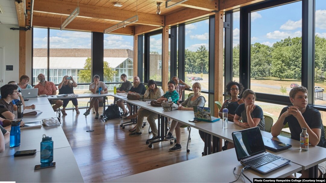 Students and faculty members meet at Hampshire College. (Photo courtesy of Hampshire College)