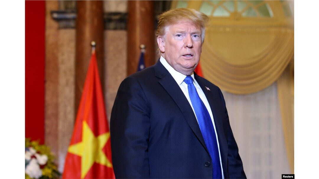 President Donald J. Trump enters the Presidential Palace to meet with Vietnamese President Nguyen Phu Trong in Hanoi, Vietnam, Feb. 27, 2019, ahead of the second summit between Trump and North Korean leader Kim Jong-un.