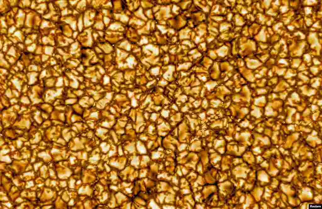 An image shows the Sun's surface at the highest resolution ever taken, shot by the Daniel K. Inouye Solar Telescope (DKIST), the world's largest solar telescope, on the island of Maui, Hawaii, Jan. 29, 2020.