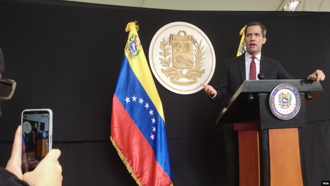Juan Guaidó, uno de los líderes de la oposición reconocido por decenas de países como presidente interino de Venezuela, en rueda de prensa en Caracas, el 29 de abril de 2021.