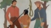 FILE - The University of Idaho in 2015 decided to cloak this controversial mural, created in the 1930s by WPA artist Ivan Bartlett, which depicts the lynching of a Native American. Once the Boise, Idaho, building served as the Ada County Courthouse. Today